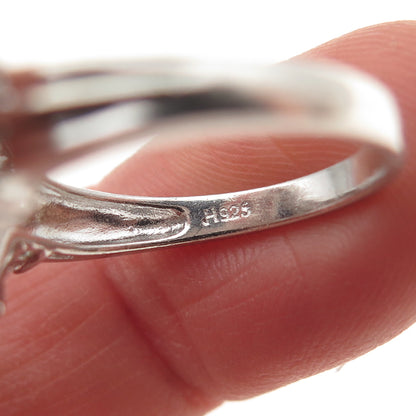 JH YOUNG 925 Sterling Silver Real White Topaz & Lab-Created Sapphire Ring Size 7