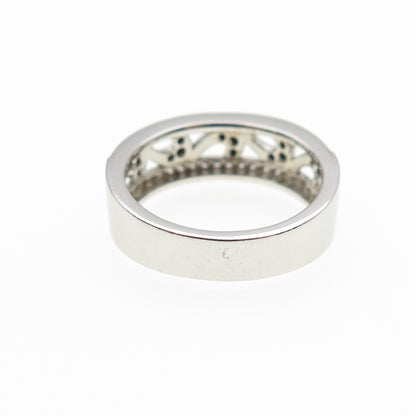 FOREVER 925 Sterling Silver Round-Cut Black & White C Z Ring Size 6.5