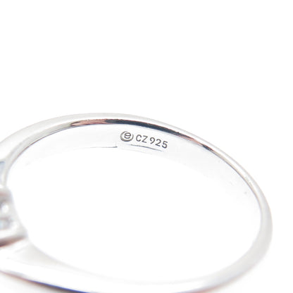 925 Sterling Silver Round-Cut C Z Engagement Ring Size 7.25
