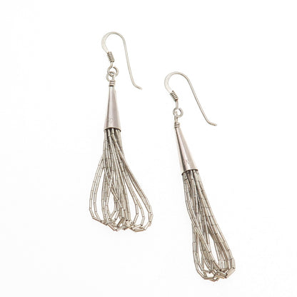 Old Pawn 925 Sterling Silver Vintage Southwestern Liquid Chain Dangle Earrings