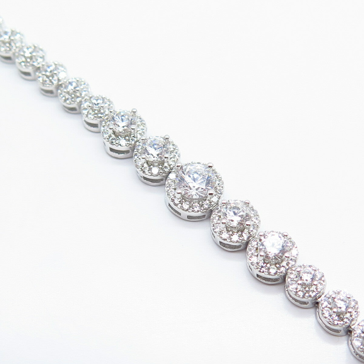 925 Sterling Silver C Z Tennis Link Bracelet 6.75"