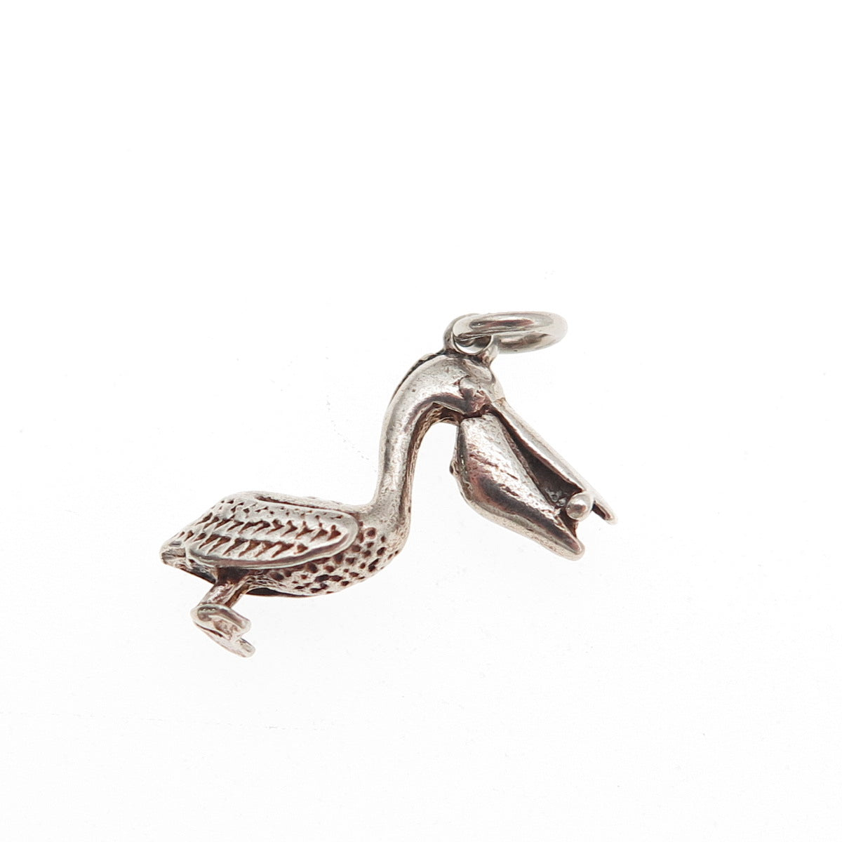 925 Sterling Silver Vintage Pelican Oxidized Mini Charm Pendant