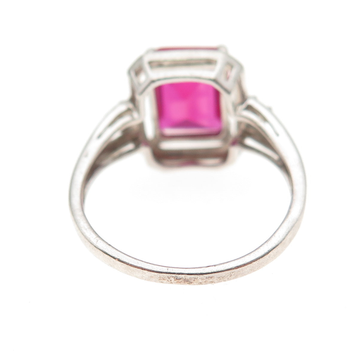 925 Sterling Silver Real Diamond & Lab-Created Ruby Ring Size 7.25