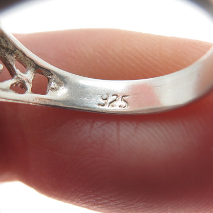 925 Sterling Silver Oval-Cut Shaped C Z Ornate Heart Ring Size 6.5