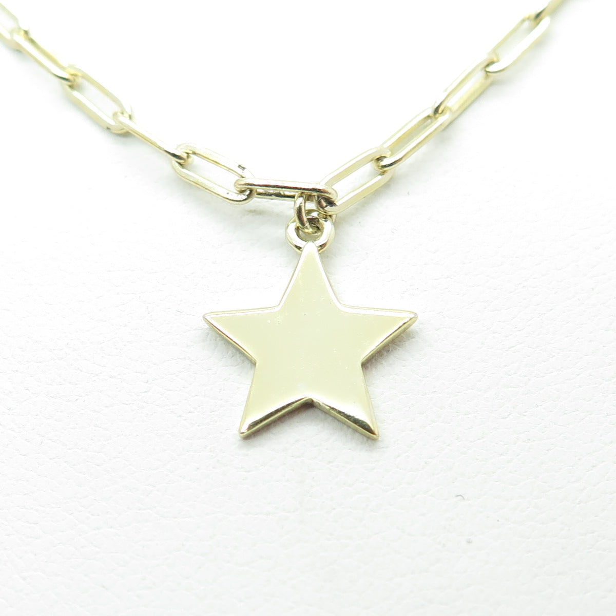 925 Sterling Silver Gold Plated Star Paperclip Chain Necklace 16-18"