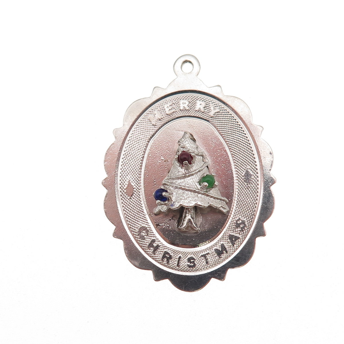 Town & Country 925 Sterling Silver Vintage Rhinestone Merry Christmas Pendant