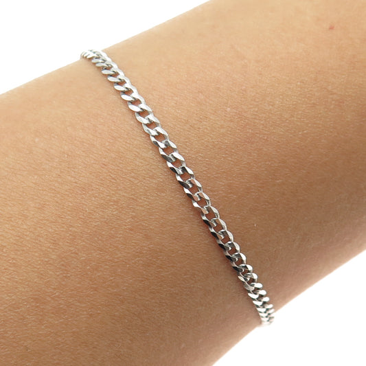 925 Sterling Silver Italy Flat Curb Link Bracelet 7.25"