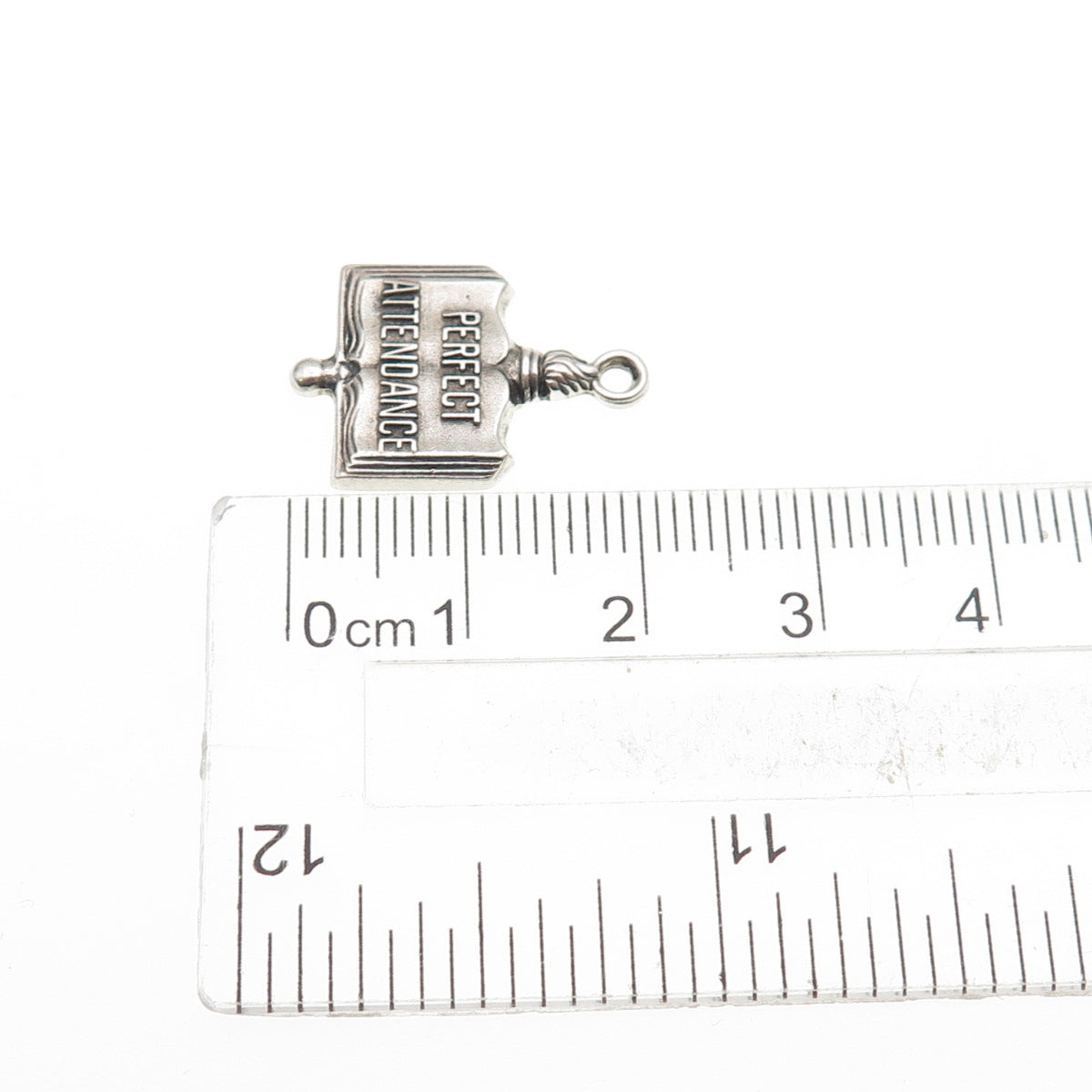 GREEN KC Sterling Silver Vintage Perfect Attendance Oxidized Mini Charm Pendant