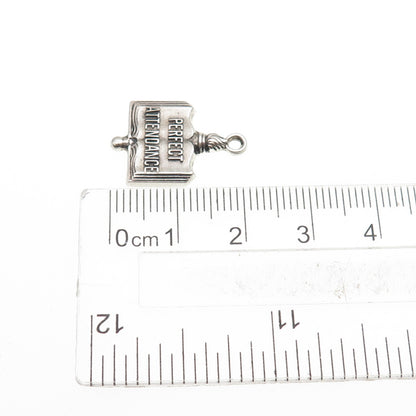 GREEN KC Sterling Silver Vintage Perfect Attendance Oxidized Mini Charm Pendant