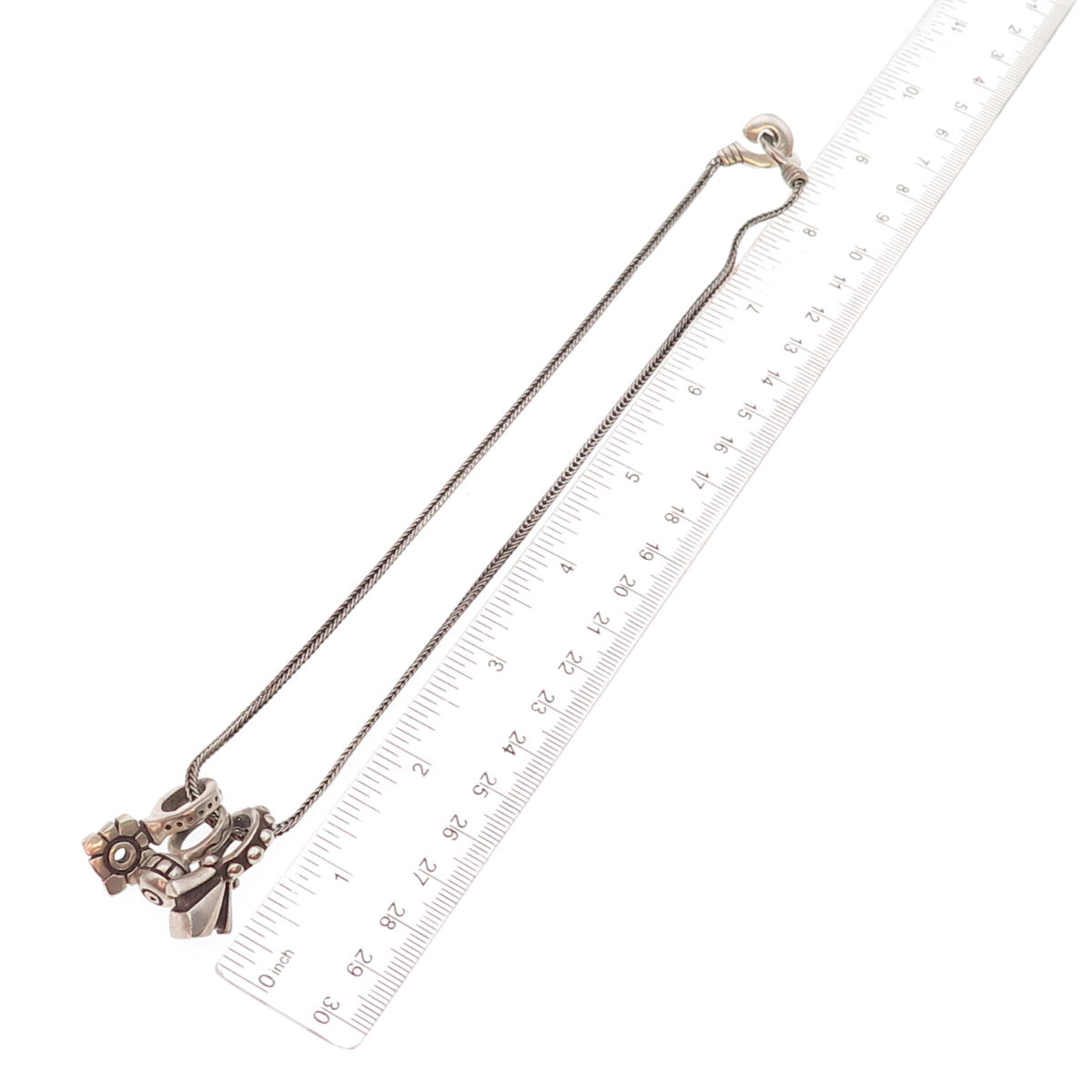 Lisa Jenks 925 Sterling Silver Vintage Multi-Charm Spiga Chain Necklace 16"