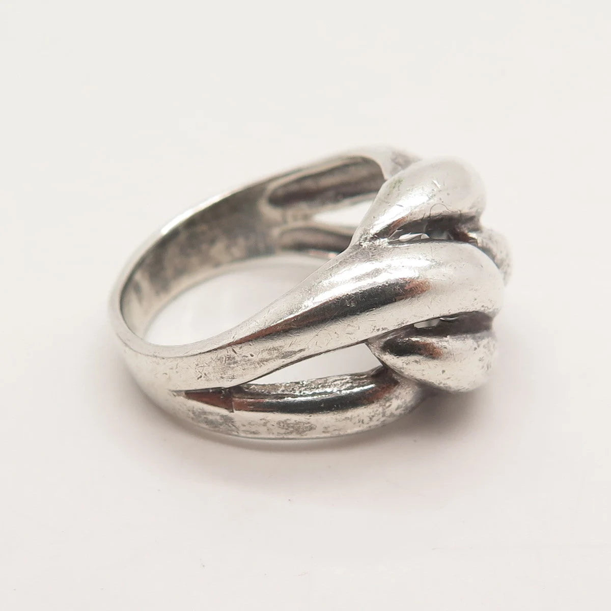 925 Sterling Silver Vintage Ribbed Ring Size 7.75