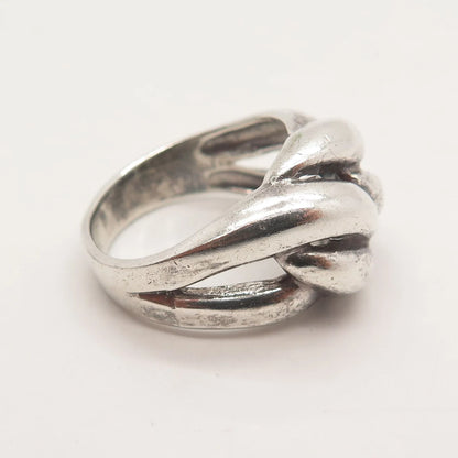 925 Sterling Silver Vintage Ribbed Ring Size 7.75
