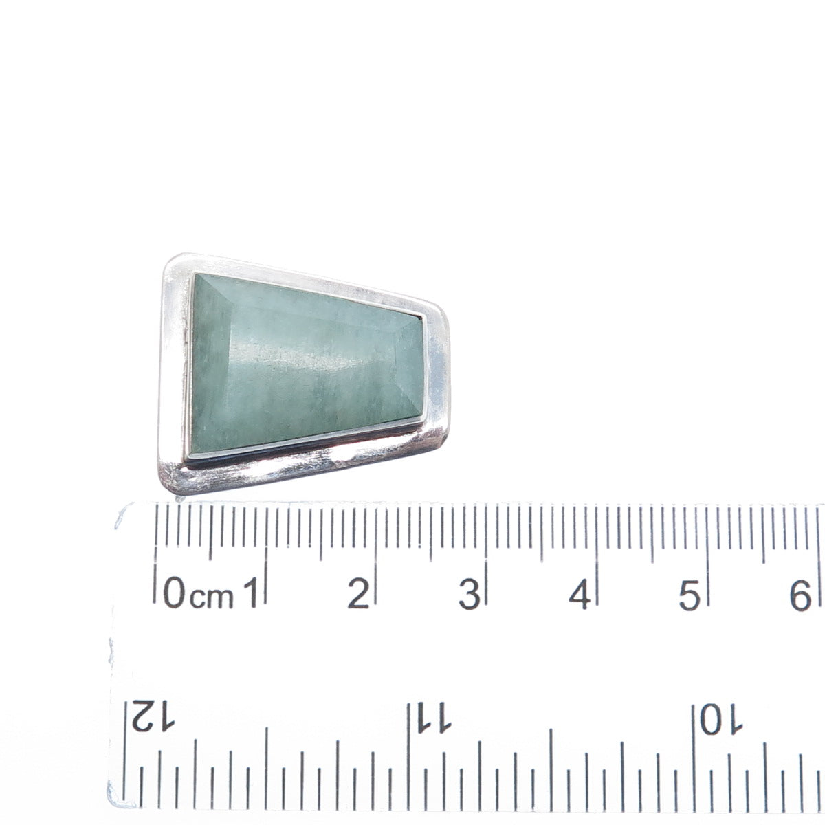 925 Sterling Silver Vintage Real Aventurine Modernist Slide Pendant