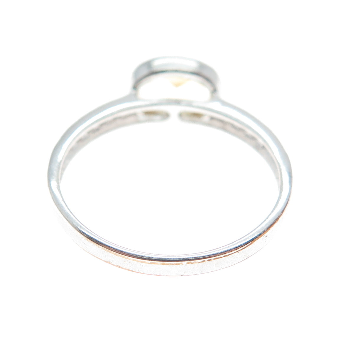 925 Sterling Silver Real Round-Cut Diamond & Oval-Cut Citrine Ring Size 7.25