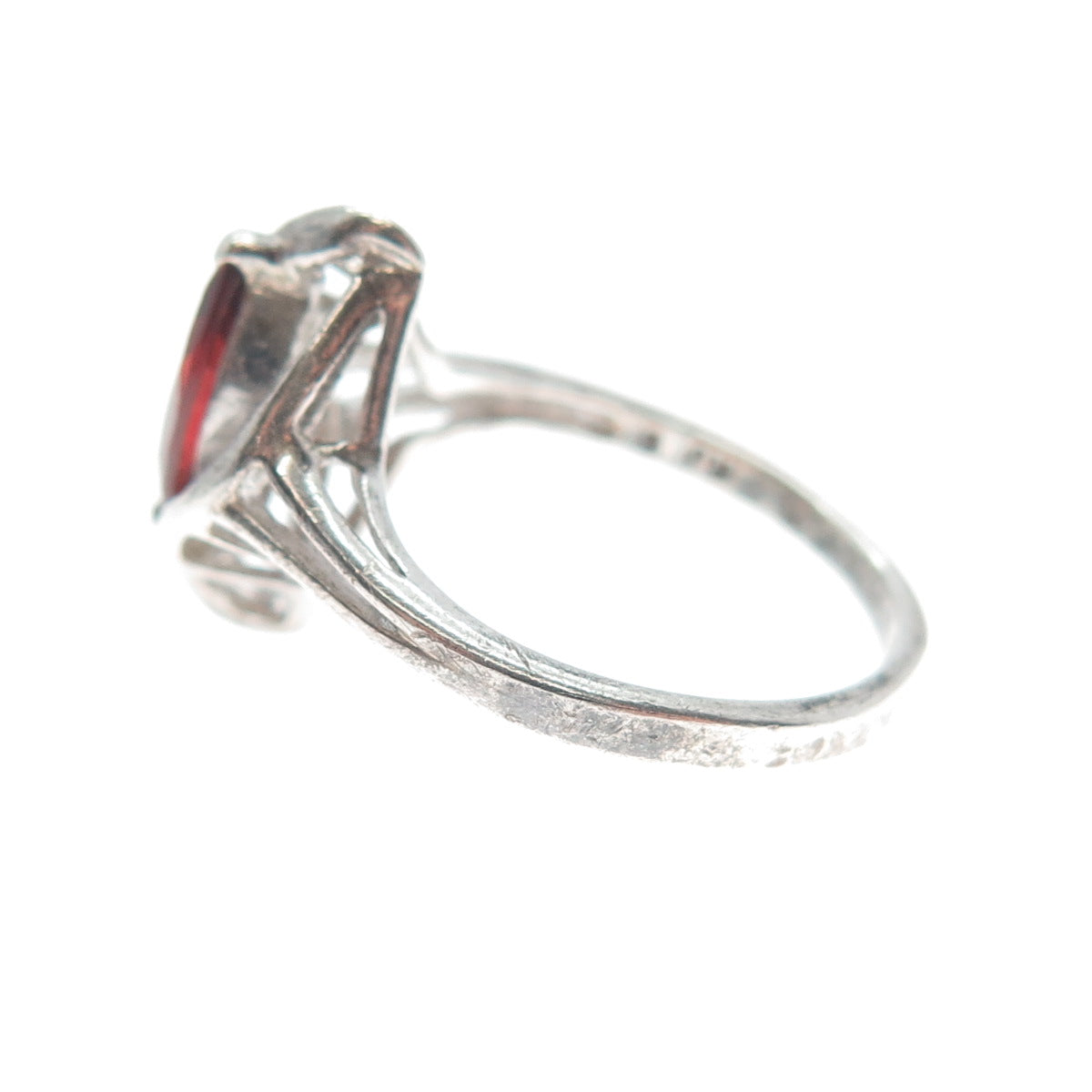 RJ GRAZIANO 925 Sterling Silver Vintage Real Red Garnet Modernist Ring Size 6
