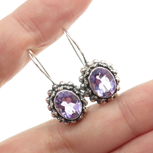 SUARTI BALI 925 Sterling Silver Vintage Real Amethyst Beaded Earrings