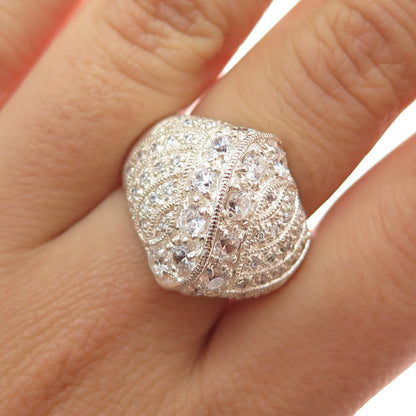 ROSS SIMONS 925 Sterling Silver Vintage Round-Cut C Z Modernist Ring Size 8.25