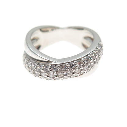925 Sterling Silver Round-Cut C Z Interlocked Crisscross Ring Size 5.25