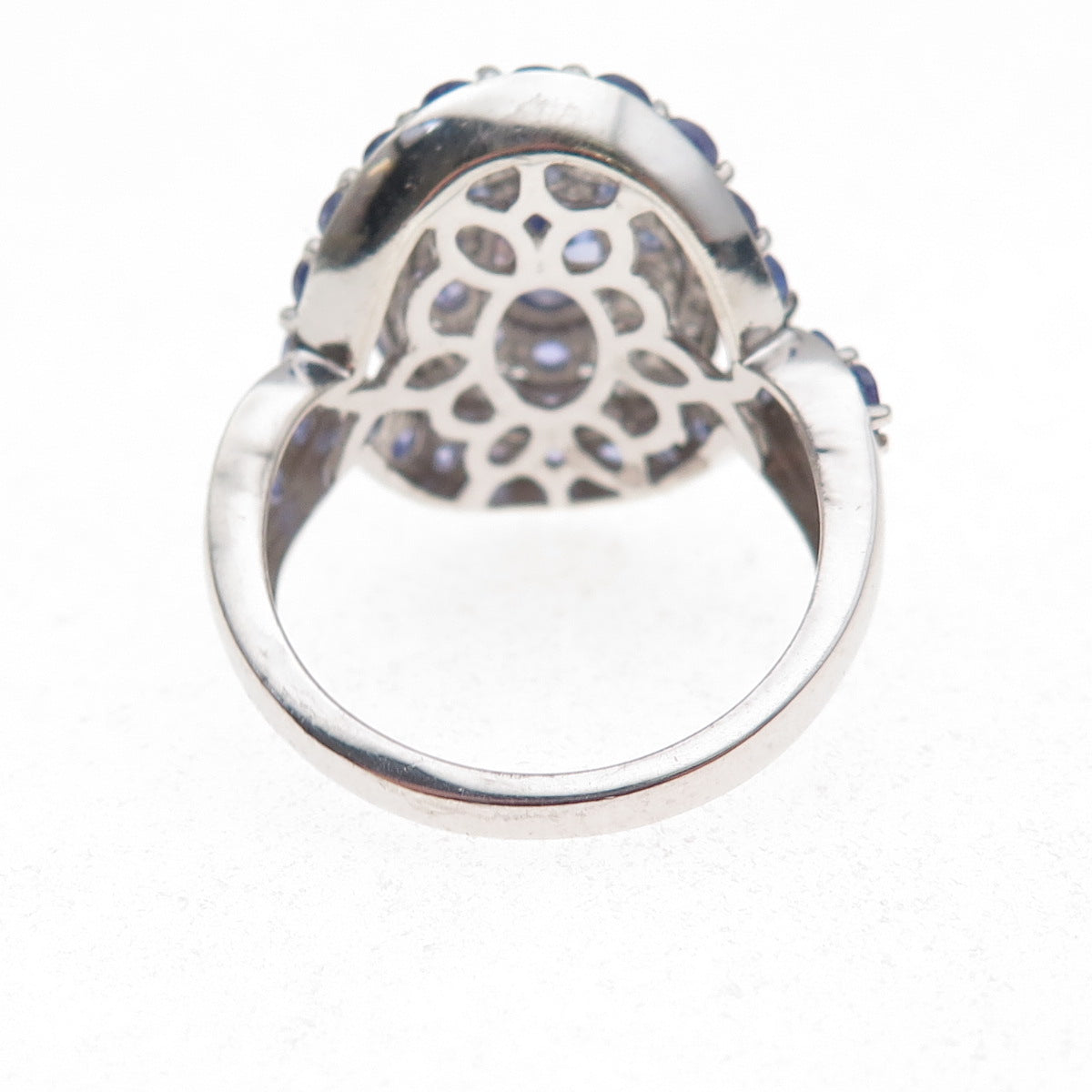 Chuck Clemency 925 Sterling Silver Real Tanzanite & White Topaz Ring Size 8.25