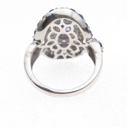 Chuck Clemency 925 Sterling Silver Real Tanzanite & White Topaz Ring Size 8.25