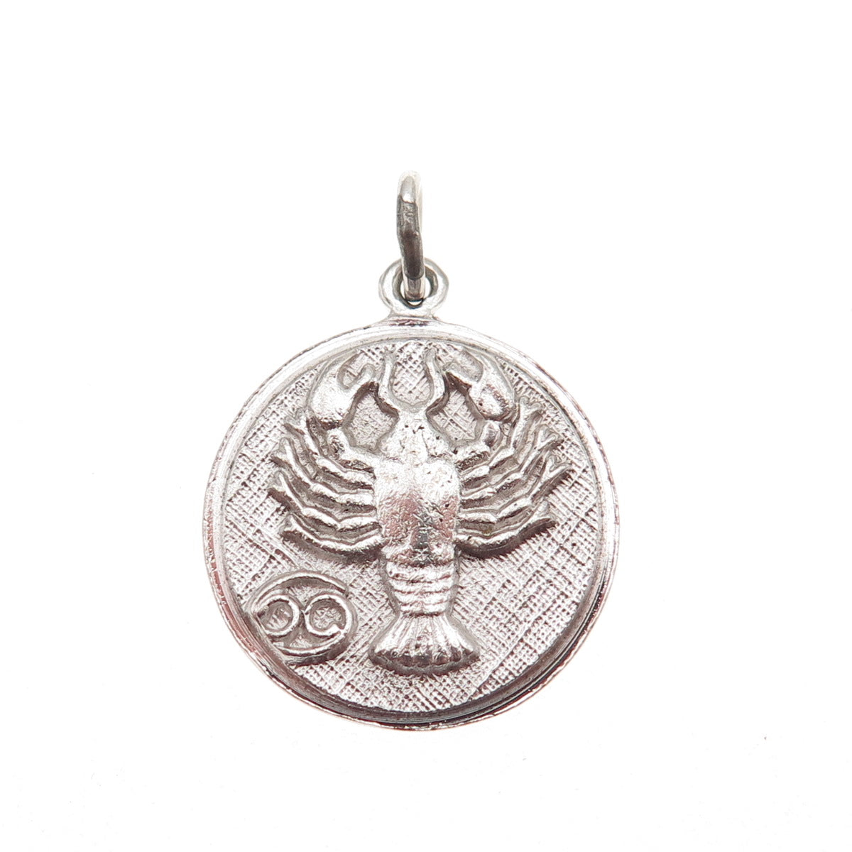 925 Sterling Silver Vintage Cancer Zodiac Sign Mini Charm Pendant