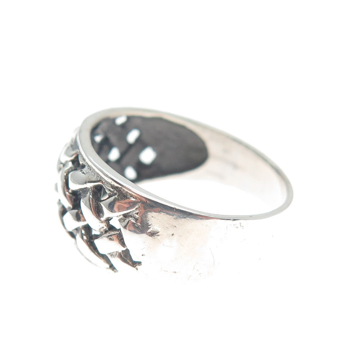 925 Sterling Silver Vintage Woven Oxidized Ring Size 8.25