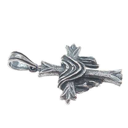 925 Sterling Silver Vintage Cross w/ Jesus Garment Religious Oxidized Pendant