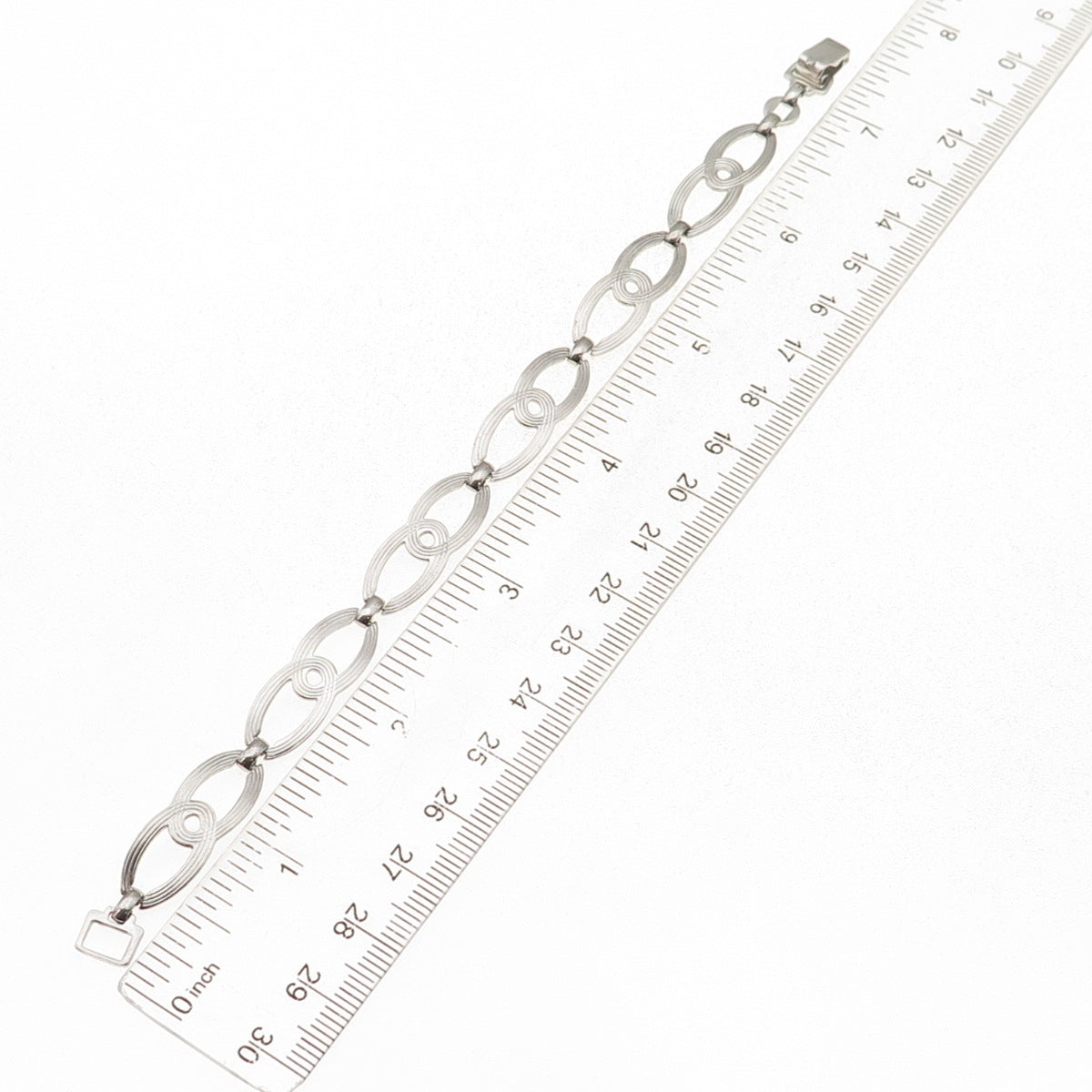 W.E. Richards 925 Sterling Silver Antique Art Deco Infinity Link Bracelet 7.25"