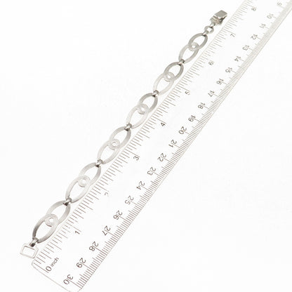 W.E. Richards 925 Sterling Silver Antique Art Deco Infinity Link Bracelet 7.25"