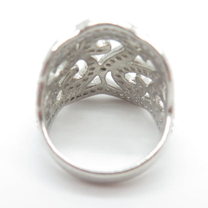 925 Sterling Silver Round-Cut C Z Ornate Sparkle Ring Size 6