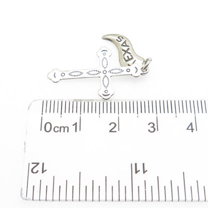 WHEELER MFG CO. Old Pawn 925 Sterling Silver Vintage Texas Cross Charm Pendant