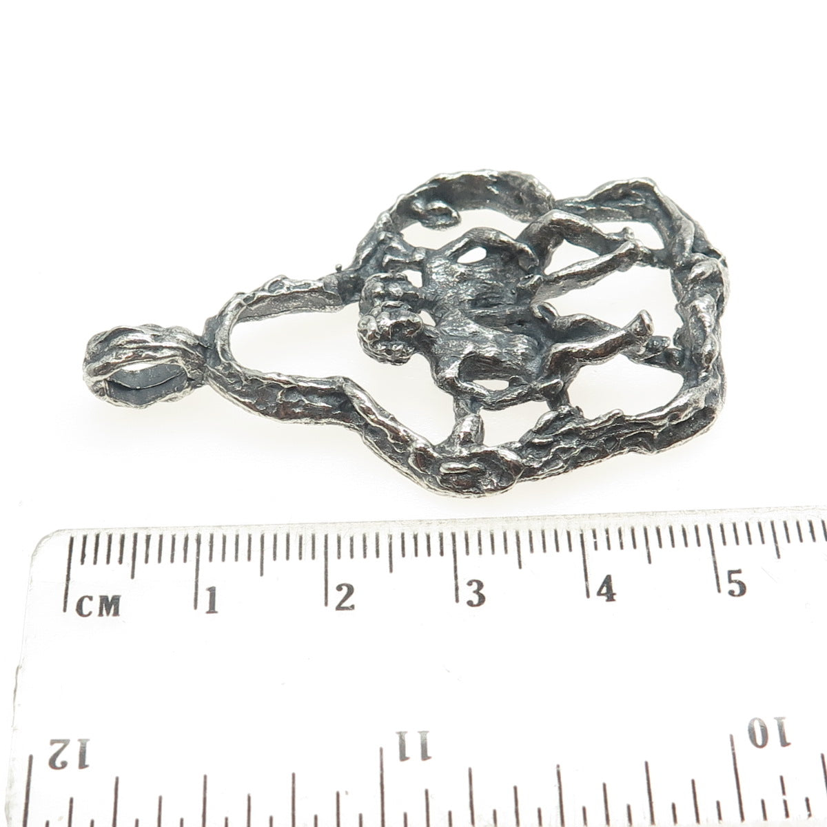 925 Sterling Silver Vintage Naked Couple Erotic Scene Oxidized Pendant