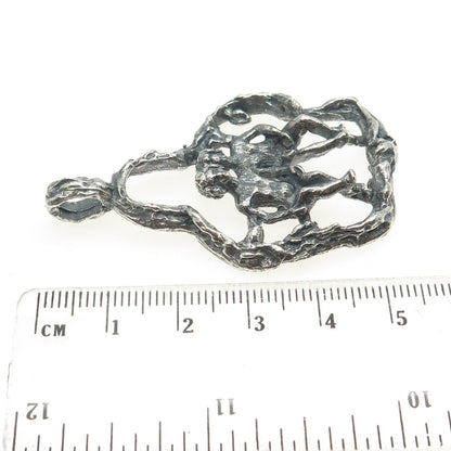 925 Sterling Silver Vintage Naked Couple Erotic Scene Oxidized Pendant