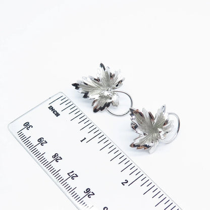 925 Sterling Silver Vintage Carl Art C Z Leaf Screw Back Earrings