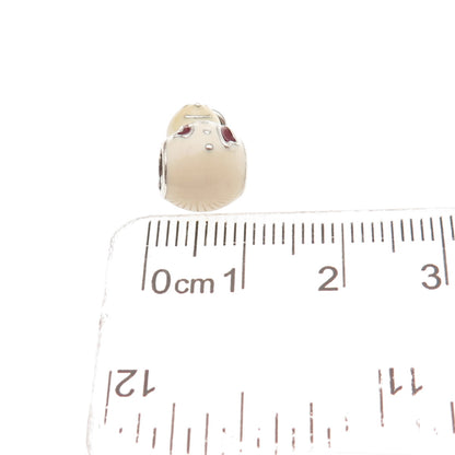 PANDORA 925 Sterling Silver Enamel Snowman Slide Bead Charm
