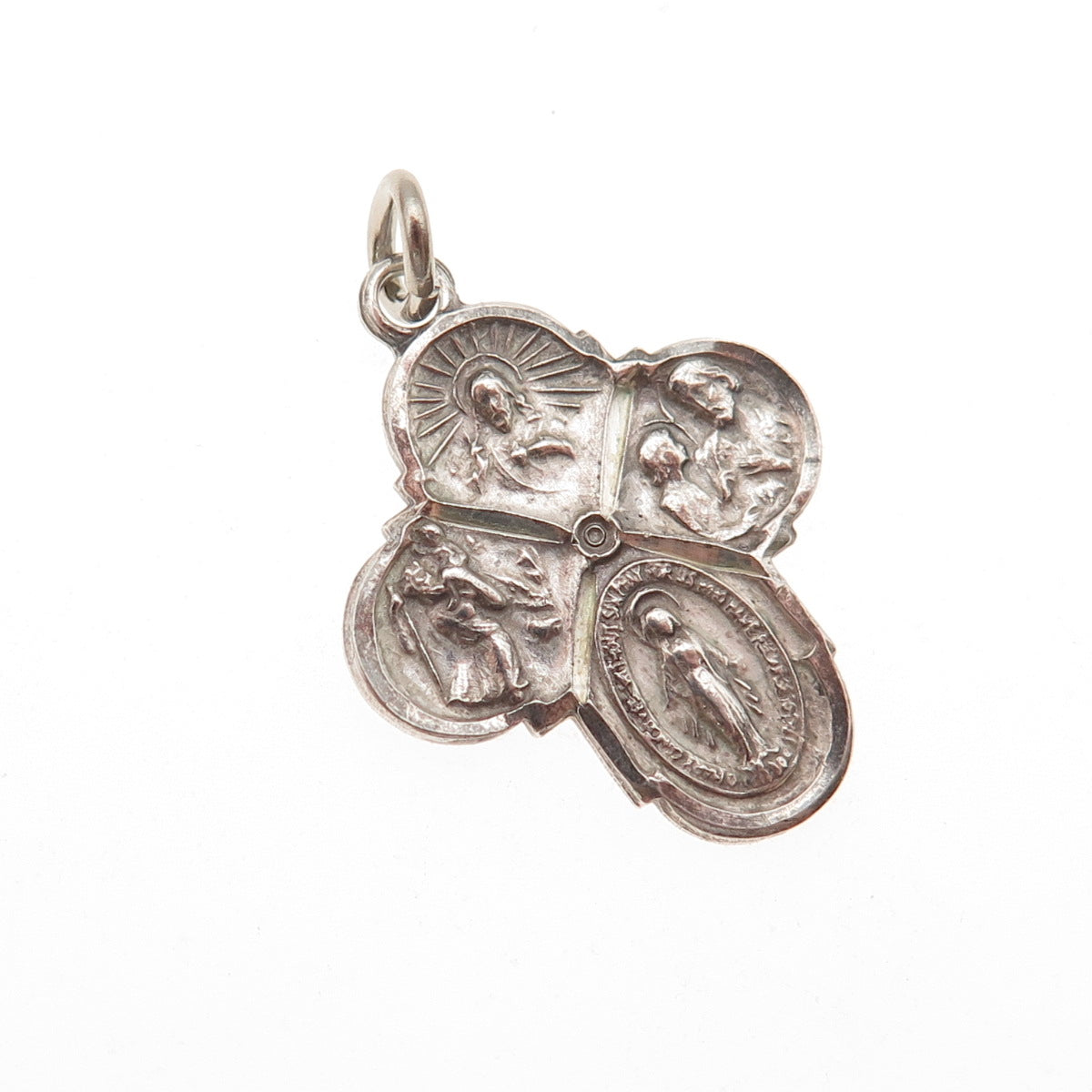 Atelier 925 Sterling Silver Antique Art Deco 4-Way Cross Oxidized Charm Pendant