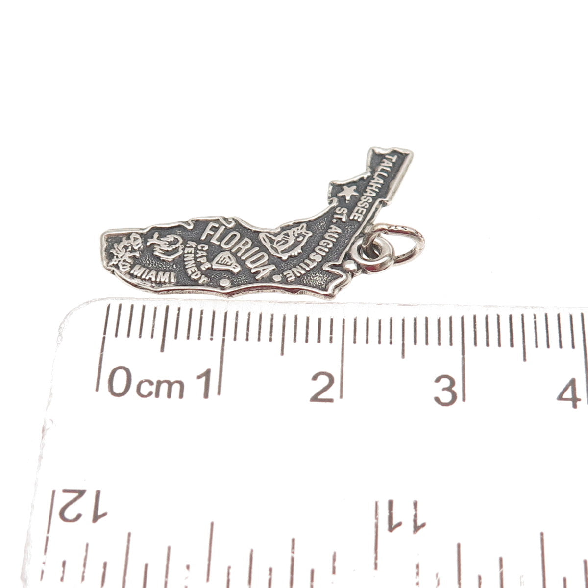 MAISELS INDIAN 925 Sterling Silver Vintage Florida State Map Charm Pendant