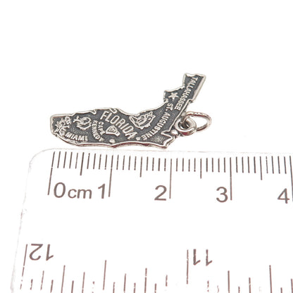 MAISELS INDIAN 925 Sterling Silver Vintage Florida State Map Charm Pendant