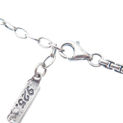 EXEX Claudia Agudelo Sterling Vintage Turquoise Round Box Chain Necklace 16-18"