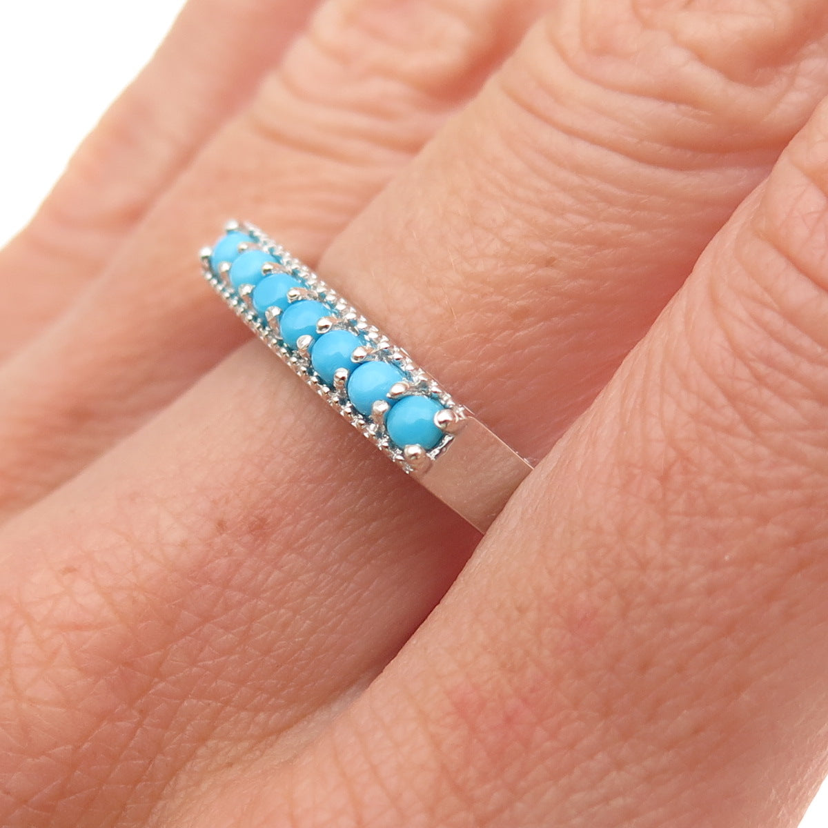Chuck Clemency 925 Sterling Silver Real Sleeping Beauty Turquoise Ring Size 8