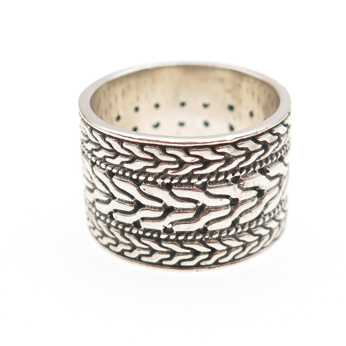 ANNIKA WITT 925 Sterling Silver Vintage Oxidized Wide Band Ring Size 8