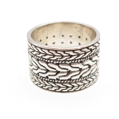 ANNIKA WITT 925 Sterling Silver Vintage Oxidized Wide Band Ring Size 8