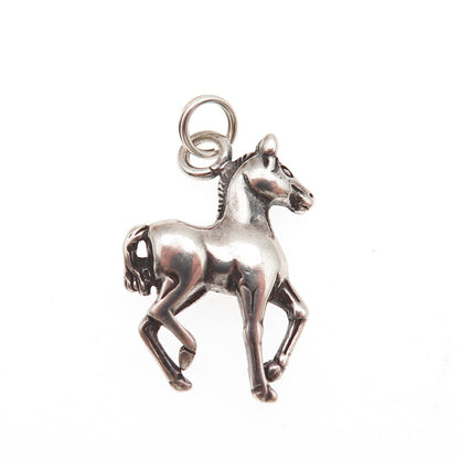 925 Sterling Silver Vintage Horse Oxidized Mini Charm Pendant