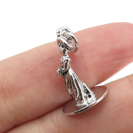 925 Sterling Silver Vintage Bride 3D Pendant