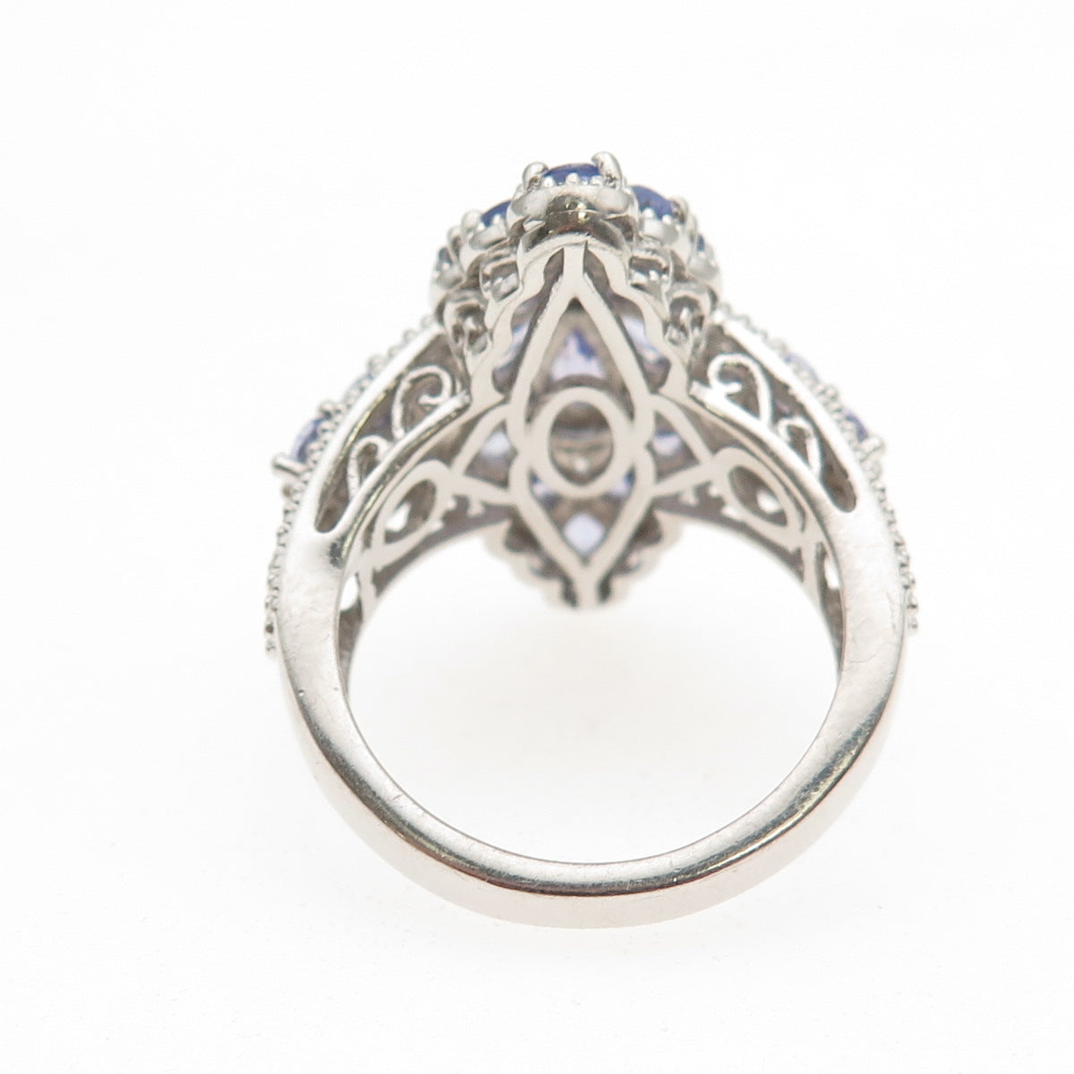 Chuck Clemency Sterling Silver Real Pear & Round-Cut Tanzanite Ring Size 8.25