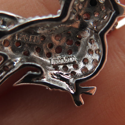 FELICIA DESIGN Sterling Silver Black & White C Z Bird Cable Chain Necklace 18"