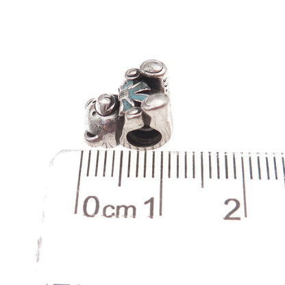 Pandora 925 Sterling Silver Enamel It's a Boy Teddy Bear Slide Bead Charm
