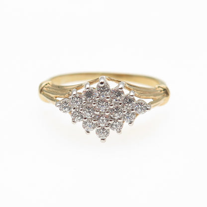 925 Sterling Silver Gold Plated Round-Cut C Z Ring Size 6.75