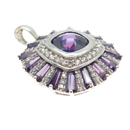 925 Sterling Silver White & Lavender C Z Pendant