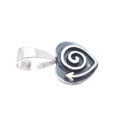 SILPADA 925 Sterling Silver Vintage Heart Spiral Oxidized Charm Pendant